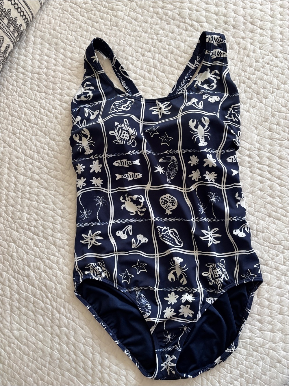 Lands End Tugless X-Back One Piece Swimsuit 18 Long Torso